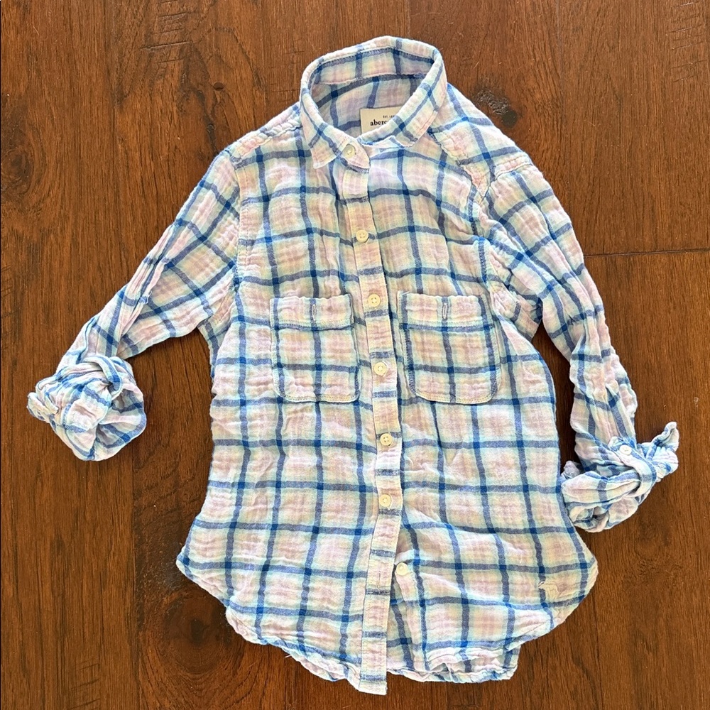 abercrombie kids Blue & Pink Plaid Button-Down Shirt